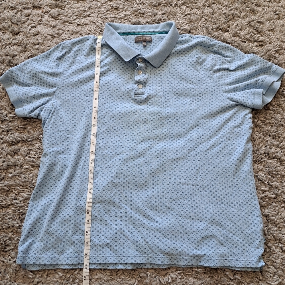 Denver Hayes | Blue diamond pattern men's modern fit polo - Picture 7 of 8
